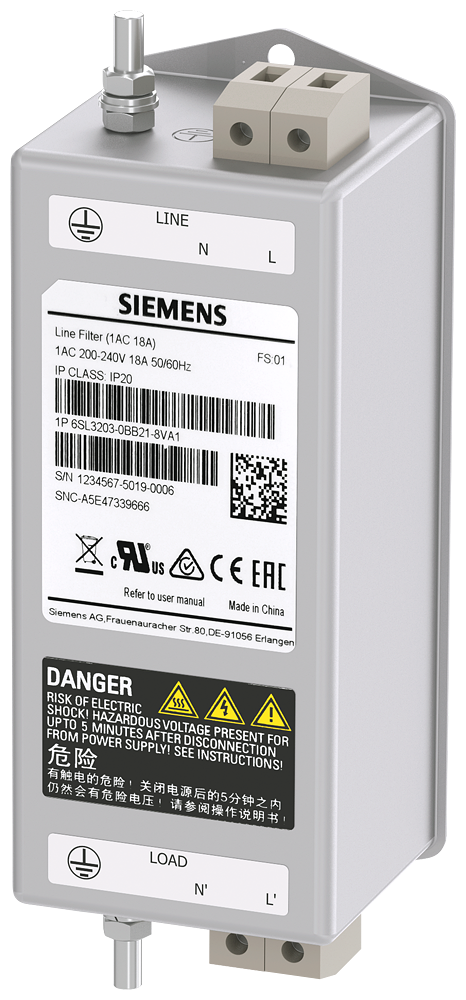 [Imagem do produto FILTRO DE REDE 1CA 200-240V 18A 6SL32030BB218VA1 SIEMENS]