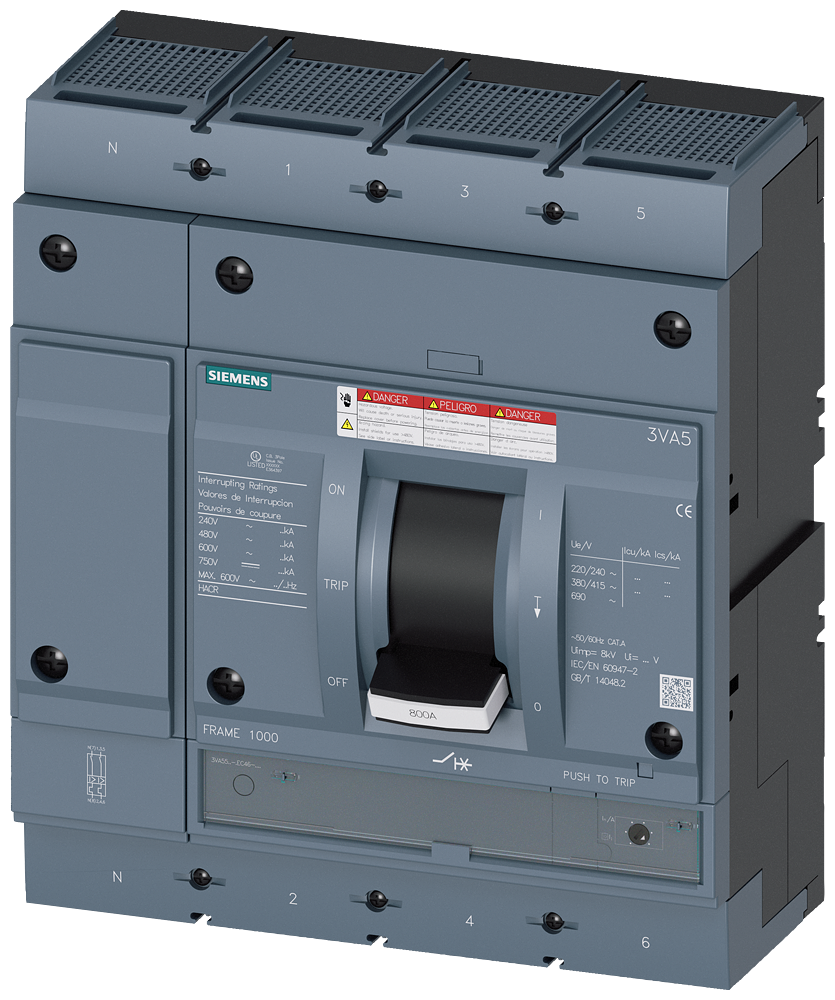 DISJUNTOR UL FRAME 800 600 A DE 4 POLOS 35 KA TM FTAM AB 3VA55605GC460AA0 SIEMENS