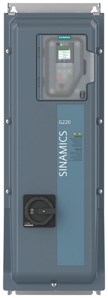 [Imagem do produto SINAMICS G220 380-500 V 3AC + 10/-20% 47-63 HZ POTÊNCIA BAIXA SOBRECARREGA: 18,5 KW 15 6SL41130JA200AF0 SIEMENS]