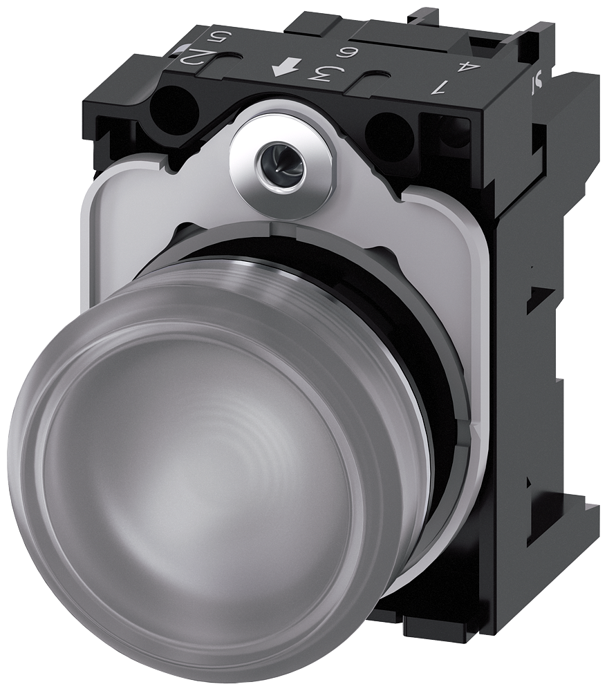 INDICADOR LUMINOSO 22 MM REDONDO METAL DE ALTO BRILHO TRANSPARENTE LENT 3SU11566AA701AA0-ZY11 SIEMENS