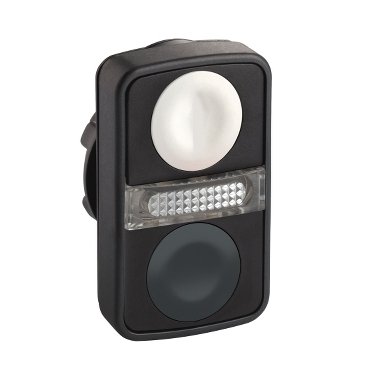 [Imagem CABEÇOTE PARA BOTÃO DUPLO Ø22MM PLÁSTICO RETORNO POR MOLA BRANCO PRETO CENTRAL SINALIZADOR BRANCO ZB5AW7A1720 SCHNEIDER]