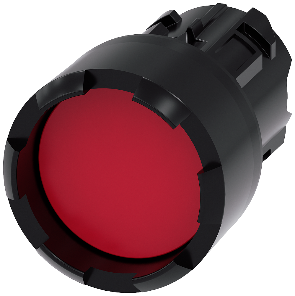 BOTÃO 22 MM REDONDO PLÁSTICO VERMELHO ANEL FRONTAL ALTO COM AMEIAS TEC 3SU10000DB200AA0-ZY11 SIEMENS