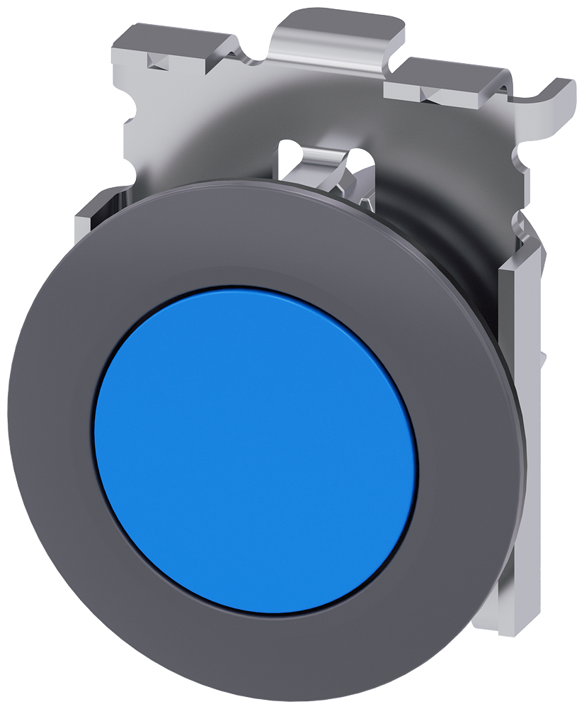 BOTÃO 30 MM REDONDO METAL MATE AZUL ANEL FRONTAL PARA MONTAGEM PLANA D 3SU10600JA500AA0-ZY19 SIEMENS