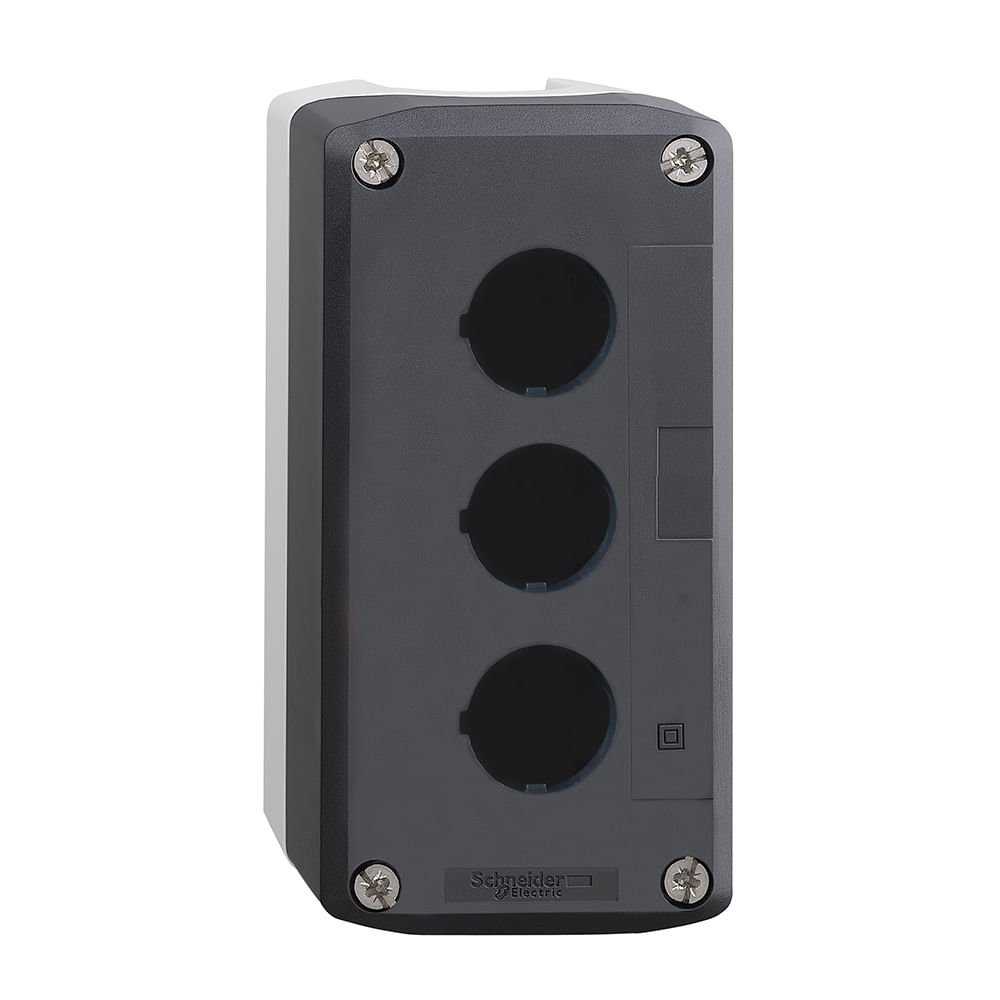 [Imagem BOTOEIRA DE COMANDO 3 FUROS Ø22MM, VAZIA, CINZA, PARA BOTÃO MODULAR XALD03 SCHNEIDER]