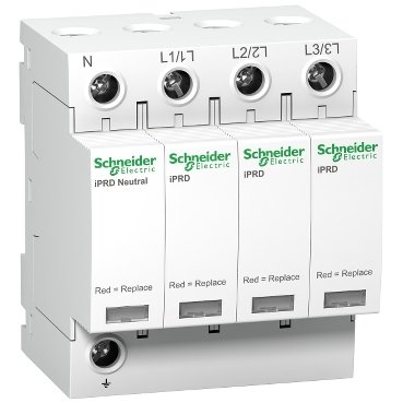 [Imagem do produto PROTETOR DE SURTO ACTI9 IPRD20R 20KA 3P+N 340V COM CONTATO DE SINALIZAÇÃO REMOTA A9L20601 SCHNEIDER]