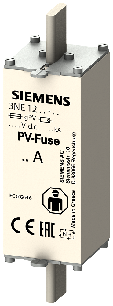ELEMENTO DE FUSÍVEL PV COM CONTATOS DE FACA NH1XL IN: 125 A GPV UN CC: 1 3NE12225E SIEMENS