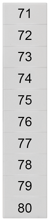 PLACA DE DESIGNAÇÃO, FRENTE, COM 71-80, HORIZONTAL, LARGURA DOS TERMINAIS: 5, 8WH81402AB75 SIEMENS