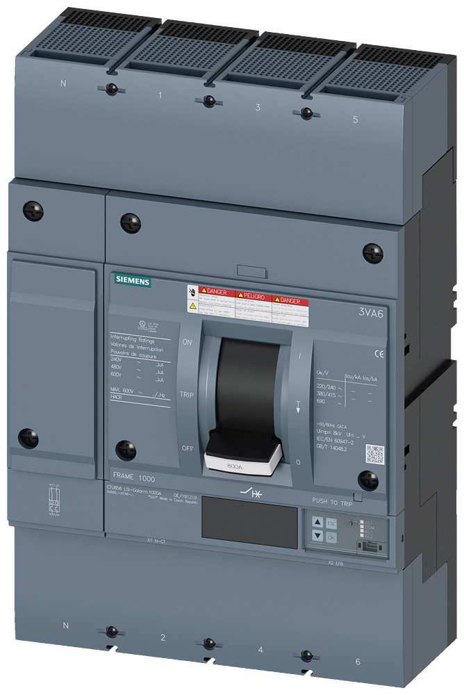 DISJUNTOR UL FRAME 800 800 A DE 4 POLOS 100 KA ETU8 LSI 3VA65807KT460AA0 SIEMENS
