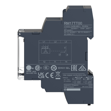 [Imagem RELÉ DE CONTROLE E MEDIÇÃO DE REDES TRIFÁSICAS FUNÇÃO DUPLA 1NAF 5A 208...480VCA RM17TT00 SCHNEIDER]