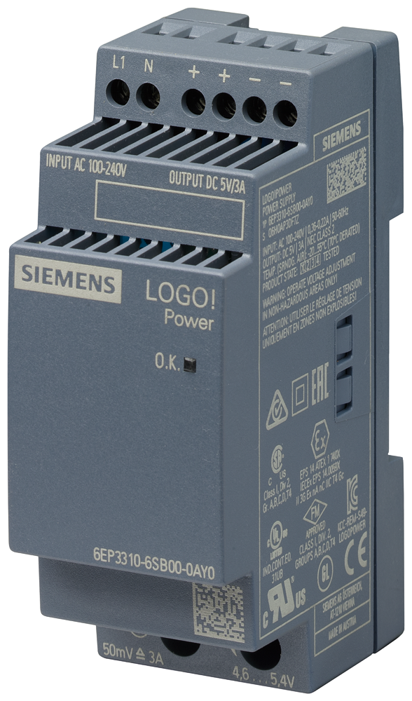 [Imagem do produto FONTE DE ALIMENTAÇÃO LOGO! POWER 5V 3A 6EP33106SB000AY0 SIEMENS]