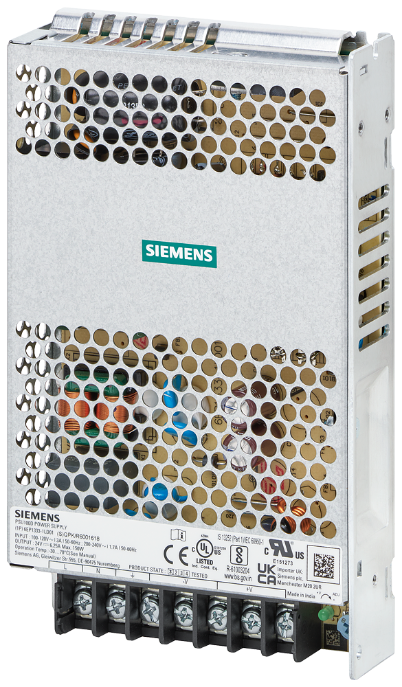 [Imagem ALIMENTAÇÃO DE CORRENTE SITOP PSU100D, MONOFÁSICA 24 V CC/6,25 A PARA MONTAGE 6EP13331LD01 SIEMENS]
