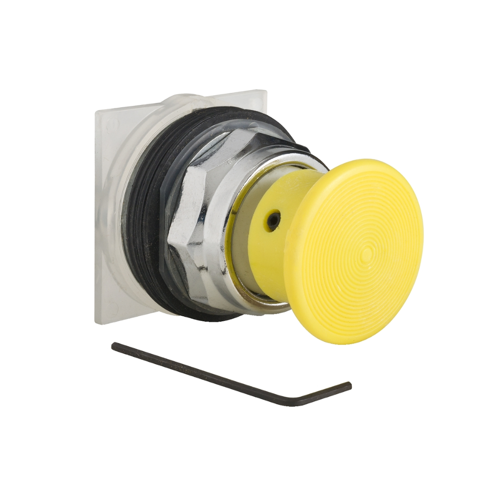 [Imagem BOTÃO COGUMELO METÁLICO Ø30MM Ø35MM AMARELO NA+NF 9001KR24YH13 SCHNEIDER]