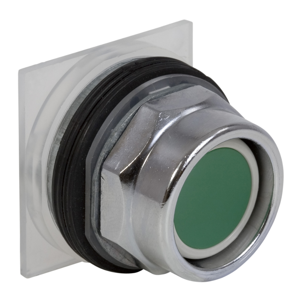 [Imagem BOTÃO METÁLICO Ø30MM GUARDA ALTA RETORNO POR MOLA VERDE NA+NF 9001KR2GH13 SCHNEIDER]