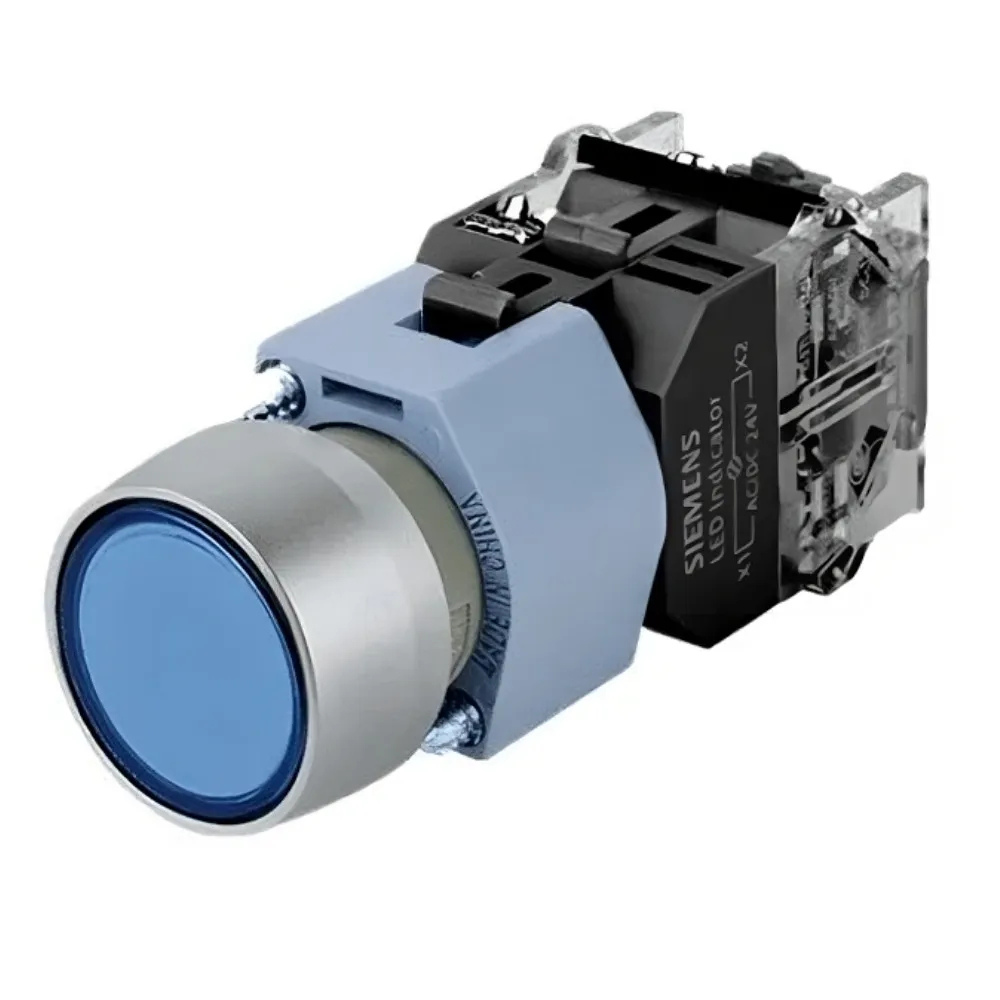 [Imagem BOTÃO METÁLICO ILUMINADO MOM 24VCA/CC 1NA AZUL 3SB71330DB501BA0 SIEMENS]