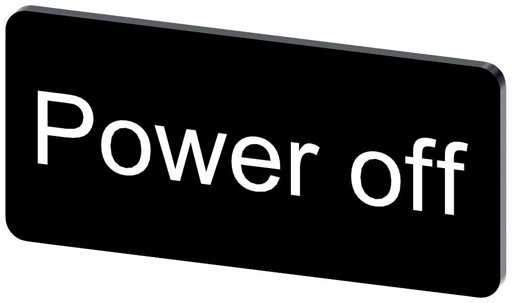 [Imagem do produto PLACA DE IDENTIFICAÇÃO 12,5X27MM, PLACA PRETO, INSCRIÇÃO: POWER ON 3SU19000AC160DF0 SIEMENS]
