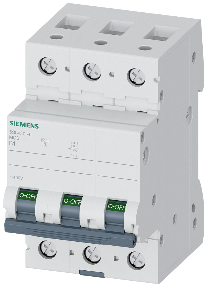 DISJUNTOR DE POTÊNCIA 400 V 10 KA 3 POLOS B 1A 5SL43016 SIEMENS