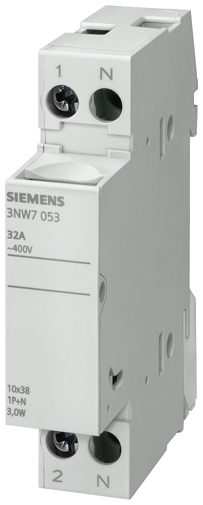 SUPORTE DE FUSÍVEL CILÍNDRICO 8X32 MM 1P+N IN: 20 A UN CA: 400 V 3NW7353 SIEMENS