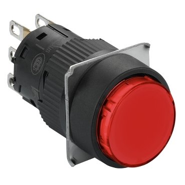 [Imagem BOTÃO LUMINOSO Ø16MM PLÁSTICO RETORNO POR MOLA REDONDO VERMELHO 1NAF 24VCC XB6EAW4B1P SCHNEIDER]