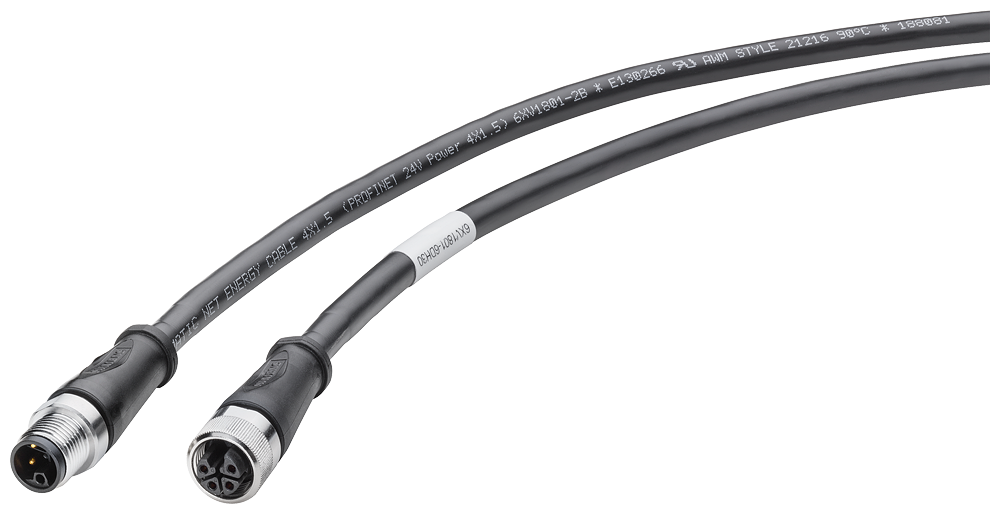 [Imagem do produto CABO CONEXÃO ENERGIA M12-180/M12-180, CODIFICAÇÃO L, 4 POLOS, 0,5 M PARA ET200 6XV18016DE50 SIEMENS]