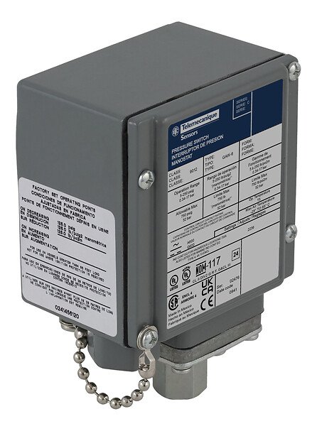[Imagem PRESSOSTATO SQD 0,2-10 BAR DPDT NE  9012GAW25 TELEMECANIQUE]