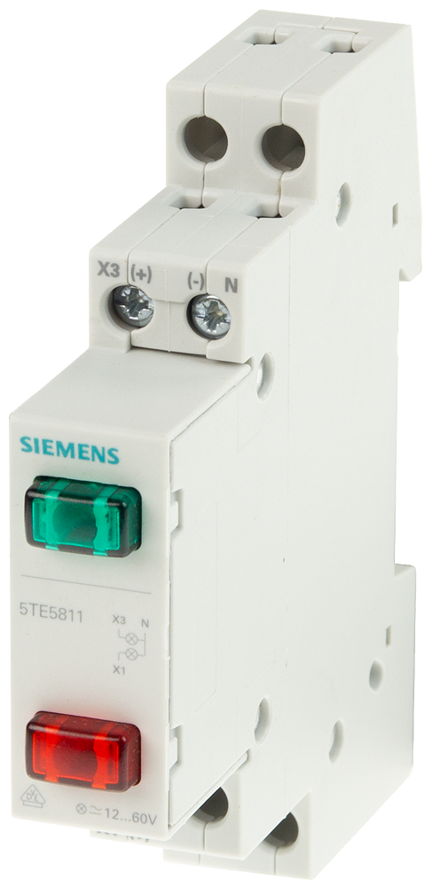 [Imagem INDICADOR LUMINOSO 2X LED, 230V VERMELHO VERDE 5TE5801 SIEMENS]