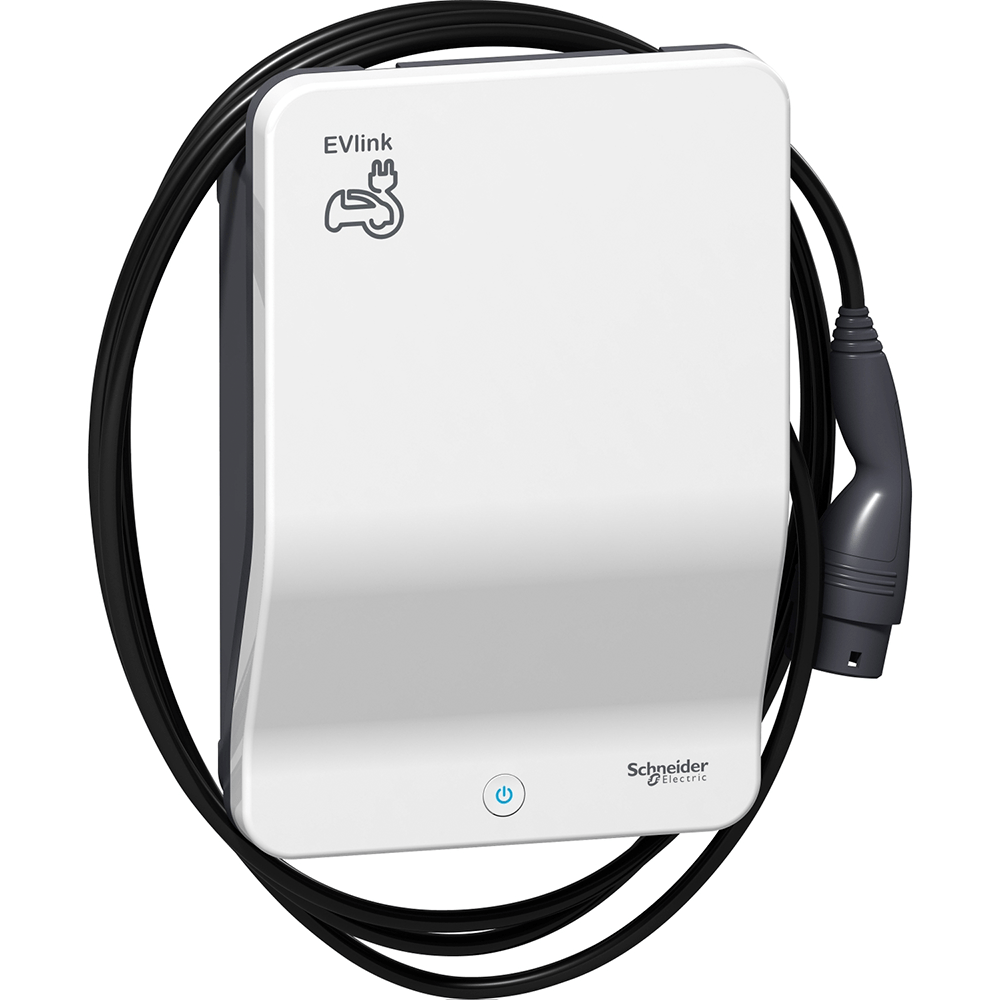 [Imagem CARREGADOR VEICULAR EVLINK WALLBOX - 22 KW - CABO T2 ACOPLADO - CHAVE SCHNEIDER]