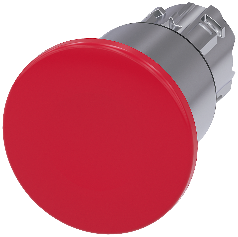 BOTÃO TIPO COGUMELO 22 MM REDONDO METAL DE ALTO BRILHO VERMELHO 40 MM 3SU10501EA200AA0-ZY13 SIEMENS