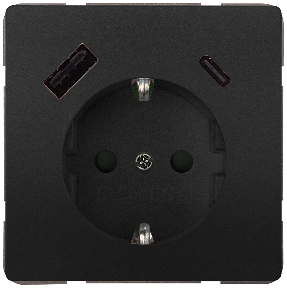 TOMADA SCHUKO USB 2 USB A+C POTÊNCIA: ATÉ 18 W ANTRACITE 5UB18701AC01 SIEMENS