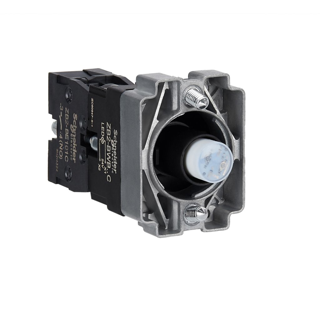 [Imagem EASY HARMONY XB2 LIGHT BLOCK WITH BODY AND FIXING COLLAR METAL BLUE BULB 24 V DC LED 24 V AC/DC 1 NO ZB2BWB61C SCHNEIDER]