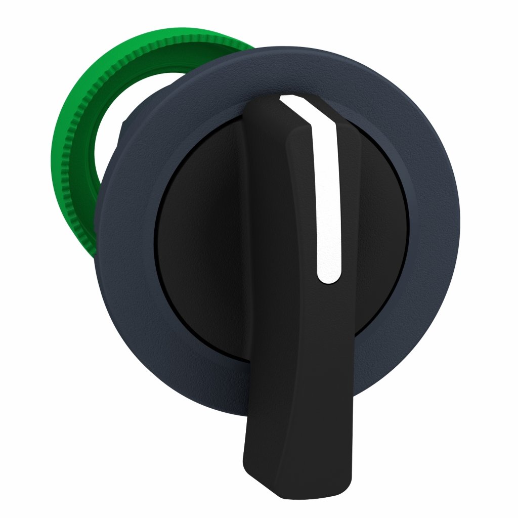 [Imagem CABEÇOTE PARA CHAVE SELETORA FACEADA Ø30MM PLÁSTICO 2 POSIÇÕES RETORNO POR MOLA MANOPLA LONGA PRETO ZB5FJ4 SCHNEIDER]