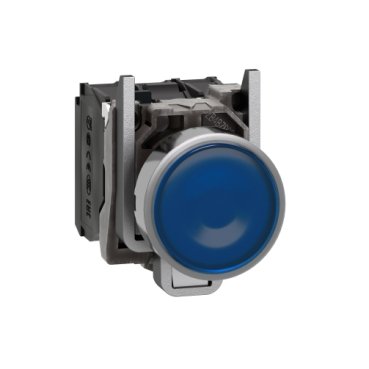 [Imagem BOTÃO METÁLICO LUMINOSO 22MM AZUL 24VCA/CC NA+NF HARMONY XB4BW36B5 SCHNEIDER]