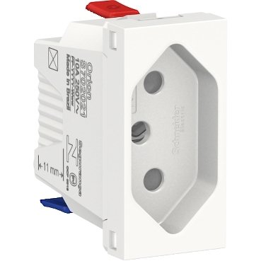 [Imagem MÓDULO TOMADA 2P+T 10A BORNE AUTOMÁTICO BRANCO ORION S70205104 SCHNEIDER]