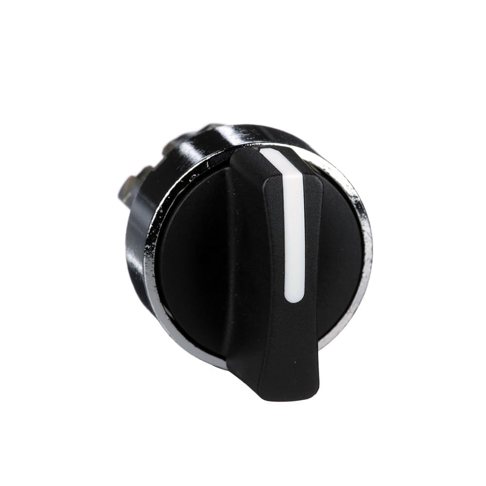 [Imagem CABEÇOTE PARA COMUTADOR Ø22MM METÁLICO, 2 POSIÇÕES FIXAS, MANOPLA CURTA, PRETO ZB4BD2 SCHNEIDER]