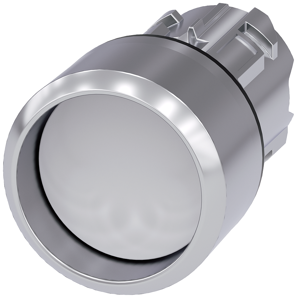 BOTÃO 22 MM REDONDO METAL DE ALTO BRILHO BRANCO ANEL FRONTAL ALTO TEC 3SU10500CB600AA0-ZY13 SIEMENS