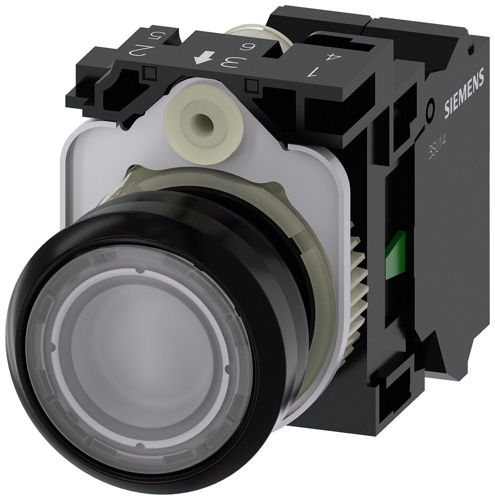 [Imagem BOTAO PLA ILU 24V MOM MOLA 1NA TR 3SU11020AB703BA0 SIEMENS]