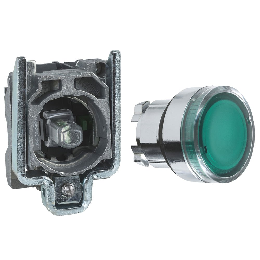 [Imagem BOTÃO LUMINOSO Ø22MM METÁLICO, RETORNO POR MOLA, VERDE, NA, 24VCA/CC XB4BW33B1 SCHNEIDER]