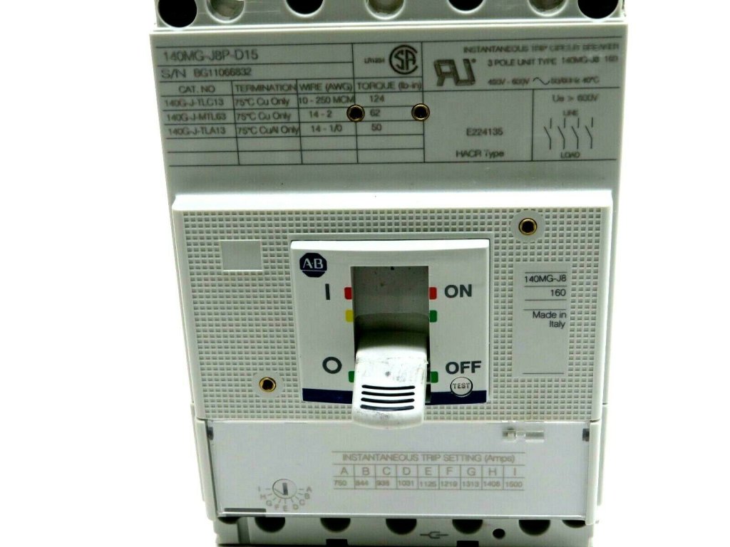 [Imagem DISJUNTOR PROTEÇÃO MOTOR 480V 150A 140MGJ8PD15 ROCKWELL ALLEN BRADLEY]