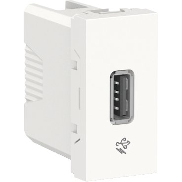 [Imagem MÓDULO TOMADA CARREGADOR USB 2.0 1A 127V 220V BRANCO ORION S70547004 SCHNEIDER]