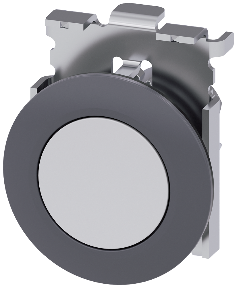 BOTÃO 30 MM REDONDO METAL MATE BRANCO ANEL FRONTAL PARA MONTAGEM PLANA, 3SU10600JB600AA0-ZY11 SIEMENS