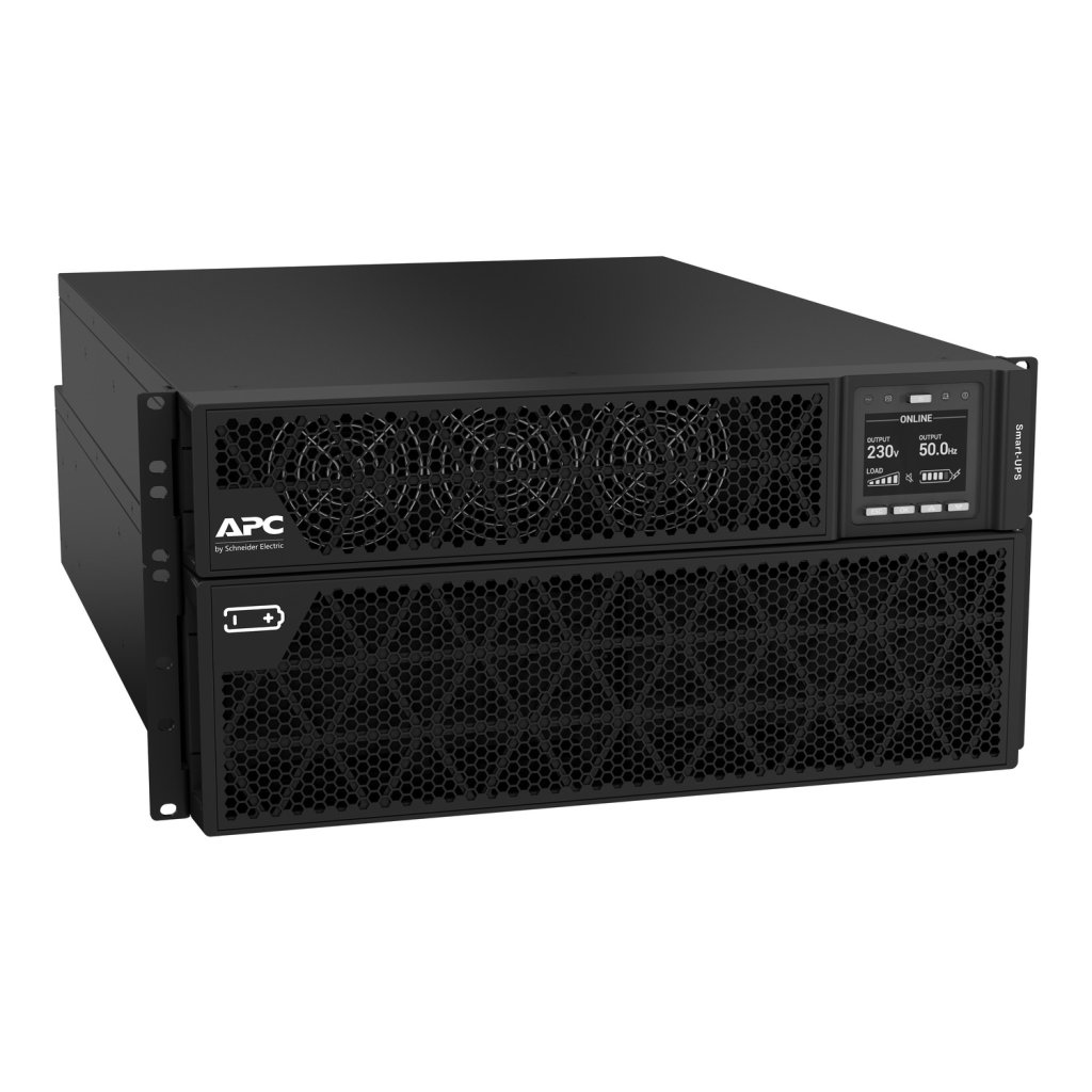 [Imagem do produto APC SMART UPS ON LINE 8KVA/8KW RACK/TOWER 230V 2X IEC C13+1X IEC C19+HARD WIRE 3 WIRE (H+N+E) OUTLETS NETWORK CARD W/O RAIL KIT SRTG8KXLI SCHNEIDER]