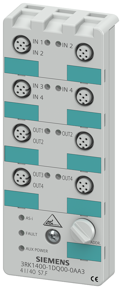 [Imagem MÓDULO COMPACTO AS-I K60 DIGITAL 4DI/4DQ, IP67 4 X ENTRADA 3RK14001DQ000AA3 SIEMENS]