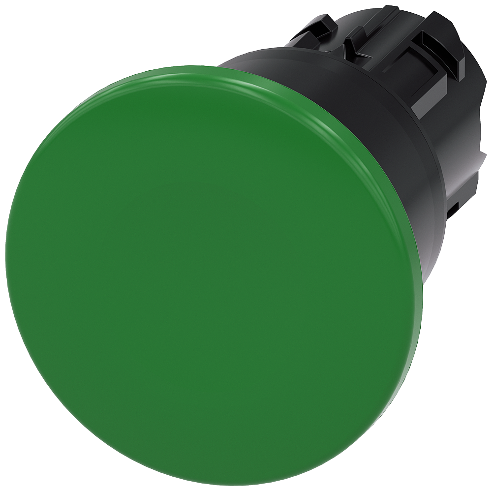 BOTÃO TIPO COGUMELO 22 MM REDONDO PLÁSTICO VERDE 40 MM DE ENCAIXE DESB 3SU10001BA400AA0-ZY19 SIEMENS
