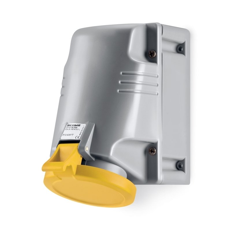 [Imagem do produto TOMADA DE PAREDE 3P+N+T IP44 63A 4H 100-130V 513.6352T SCAME]