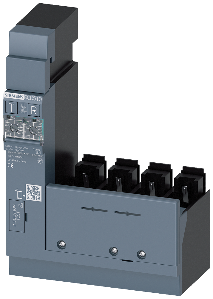 [Imagem UNIDADE DE CORRENTE RESIDUAL RCD510 BASIC RCD TIPO A MONTADA EMBAIXO 3VA91140RS20 SIEMENS]