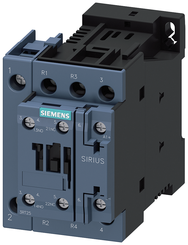 CONTATOR AC-3 25A/11KW/400V 2NA+2NF CC 72V DE 4 POLOS CONEXÃO PARAFUSAD 3RT25261BJ80 SIEMENS