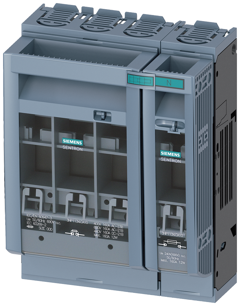 SECCIONADORA-FUSÍVEL SOB CARGA 3NP1 DE 4 POLOS NH00 160 A 3NP11341CA10 SIEMENS