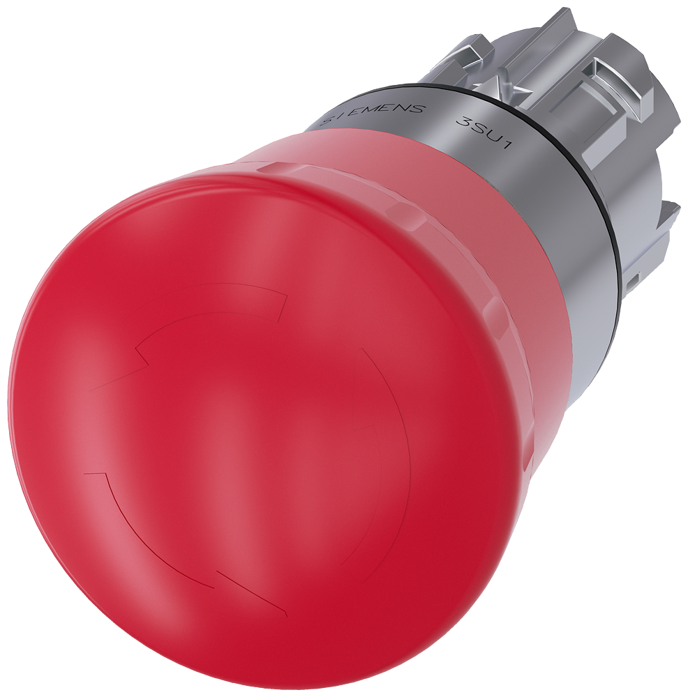 [Imagem FRONTAL BOTAO EMER 40MM MET ROT DES 3SU10501HB200AA0 SIEMENS]