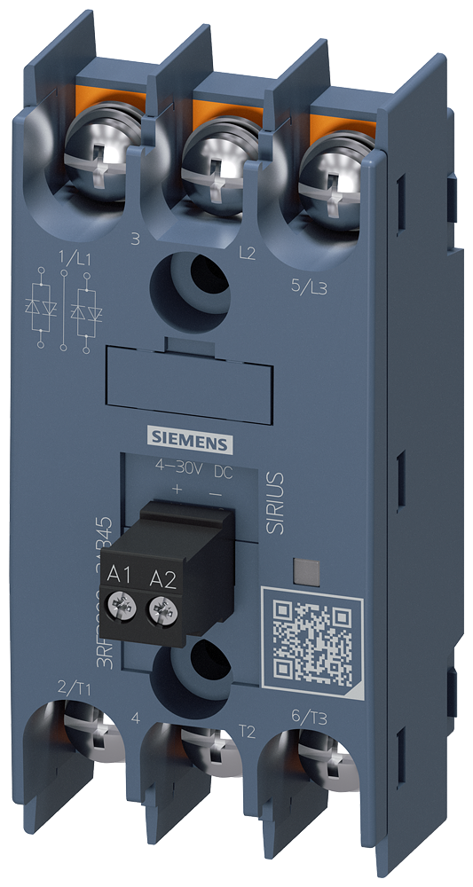 RELÉ DE ESTADO SÓLIDO DE 3 POLOS 90 A / 40 °C 48-600 V / 4-30 V CC CONEXÃO 3RF32903AB45 SIEMENS