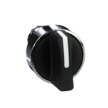 [Imagem CABEÇOTE PARA COMUTADOR Ø22MM METÁLICO 3 POSIÇÕES RETORNO POR MOLA MANOPLA CURTA PRETO ZB4BD5 SCHNEIDER]