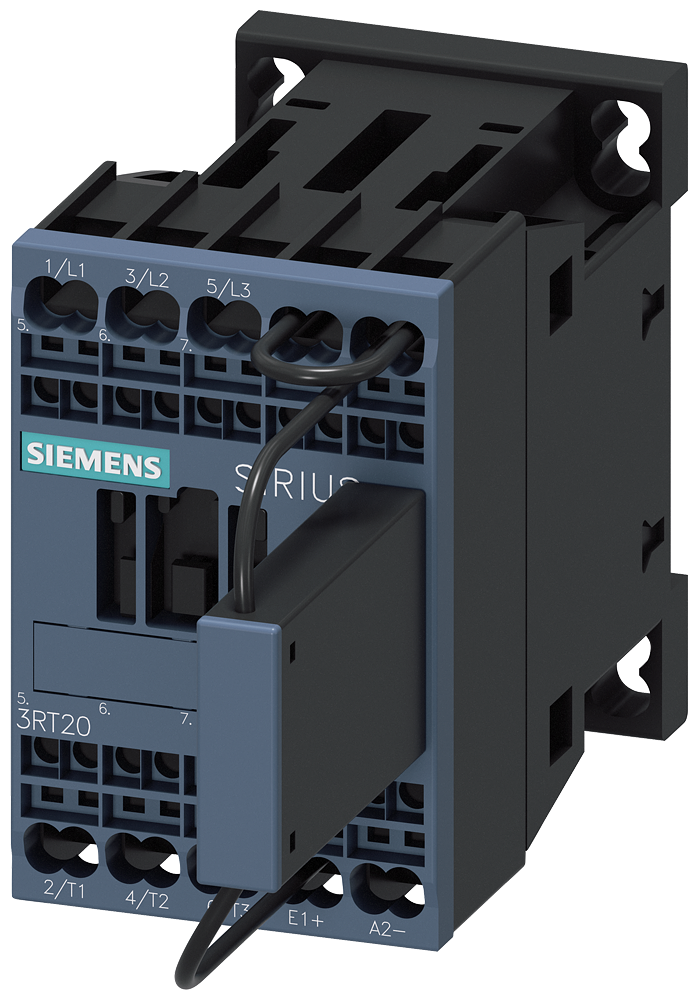 [Imagem CONTATOR, AC-3E, 5,5KW/400V, CC 24V, 0,7-1,25*US, DE 3 POLOS, MONTAGEM VERTICAL 3RT20172LB421LA0 SIEMENS]
